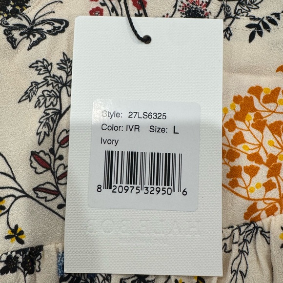 Hale Bob Orange Cream Floral Butterfly Long Sleeve Boho Dress Vinita Maxi NWT - Picture 4 of 11